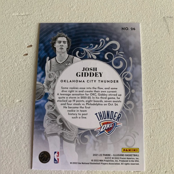 2021-22 Josh Giddy King of Cards Rookie Card Panini Illusions - Picture 3 of 3